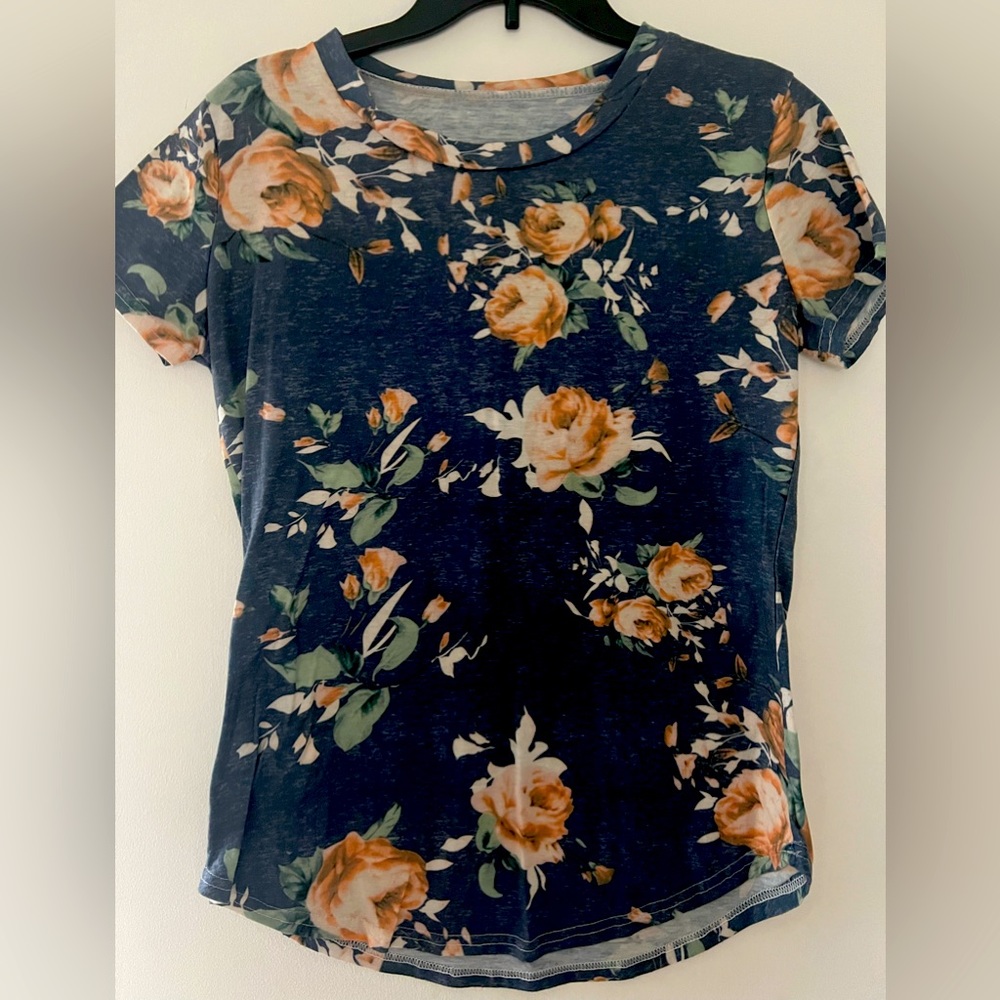 Navy blue floral top